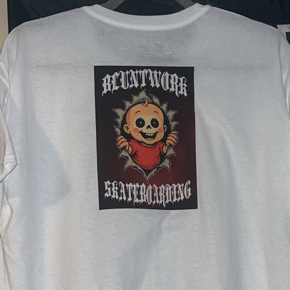 Hanes White Tee with Skull Graphic